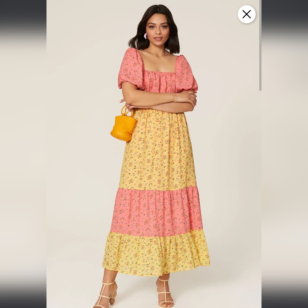Color Me Courtney Cece Floral Colorblock Maxi Dress